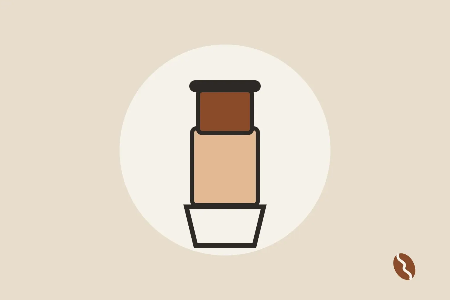 Ilustración plana de una AeroPress montada sobre una taza
